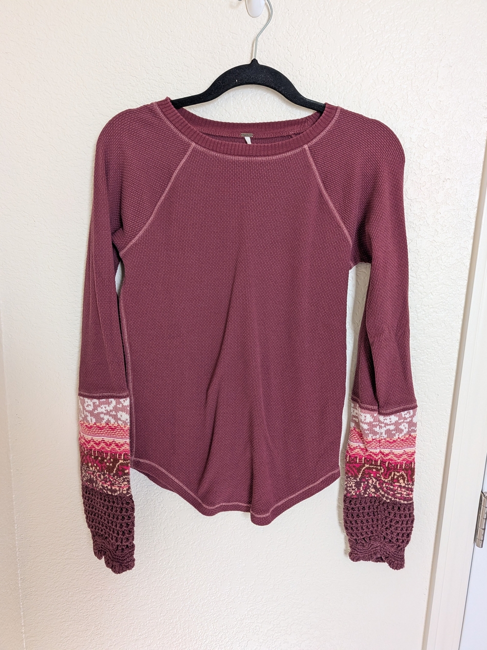 Free People In The Mix Cuff Thermal Rio Vino Size Large Romantic Bohemian